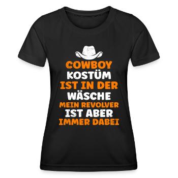 Cowboy Kostüm ist in der Wäsche Faschingsparty - Frauen Funktions-T-Shirt - Schwarz - Vorne - AI Model Female 172 light (172cm)