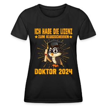 Doktor 2024 Die Lizenz zum Klugscheißen - Frauen Funktions-T-Shirt - Schwarz - Vorne - AI Model Female 172 light (172cm)