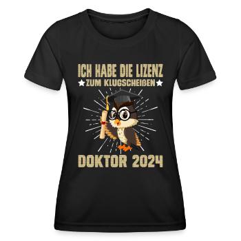 Doktor 2024 Die Lizenz zum Klugscheißen - Frauen Funktions-T-Shirt - Schwarz - Vorne - AI Model Female 172 light (172cm)