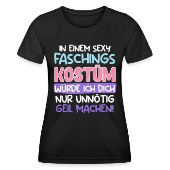 Fasching Fan In einem Sexy Karneval Kostüm - Frauen Funktions-T-Shirt - Schwarz - Vorne - AI Model Female 172 light (172cm)