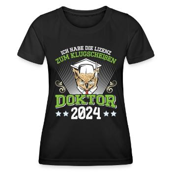 Doktor 2024 Habe die Lizenz zum Klugscheißen - Frauen Funktions-T-Shirt - Schwarz - Vorne - AI Model Female 172 light (172cm)