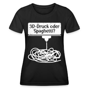 3D-Druck oder Spaghetti 3D Drucken Fail - Frauen Funktions-T-Shirt - Schwarz - Vorne - AI Model Female 172 light (172cm)