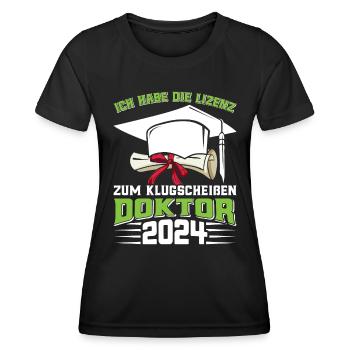 Doktor 2024 Habe die Lizenz zum Klugscheißen - Frauen Funktions-T-Shirt - Schwarz - Vorne - AI Model Female 172 light (172cm)