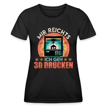 Imprimante 3D J’en ai assez, je me lance dans l’impression 3D - T-shirt sport Femme - noir - Devant - AI Model Female 172 light (172cm)
