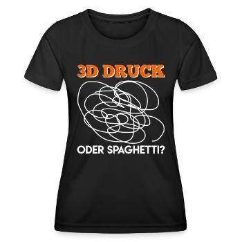 Impression 3D ou spaghetti ? Erreurs d’impression 3D - T-shirt sport Femme - noir - Devant - AI Model Female 172 light (172cm)