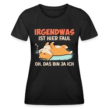 Faule Mitarbeiter Irgendwas ist Hier Faul - Frauen Funktions-T-Shirt - Schwarz - Vorne - AI Model Female 172 light (172cm)