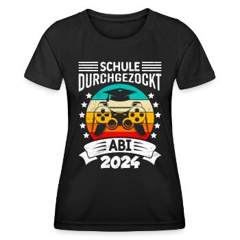 Abitur 2024 Abi School Gambled Through High School Graduate - Women's Functional T-Shirt - black - Front - AI Model Female 172 light (172cm)