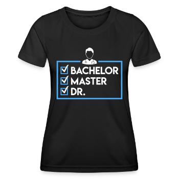 Bachelier Master Dr. Doctorat complété - T-shirt sport Femme - noir - Devant - AI Model Female 172 light (172cm)