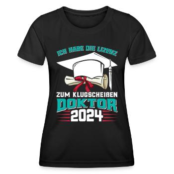 Doktor 2024 Habe die Lizenz zum Klugscheißen - Frauen Funktions-T-Shirt - Schwarz - Vorne - AI Model Female 172 light (172cm)