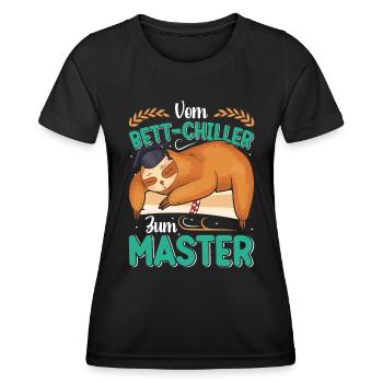 Masterabschluss Vom Bett Chiller zum Master - Frauen Funktions-T-Shirt - Schwarz - Vorne - AI Model Female 172 light (172cm)