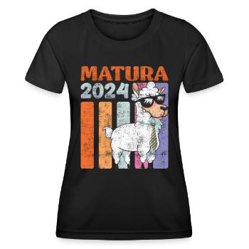 Matura 2024 high school graduate Lama high school graduates - Women's Functional T-Shirt - black - Front - AI Model Female 172 light (172cm)