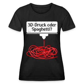 3D-Druck oder Spaghetti 3D Drucken Fail - Frauen Funktions-T-Shirt - Schwarz - Vorne - AI Model Female 172 light (172cm)