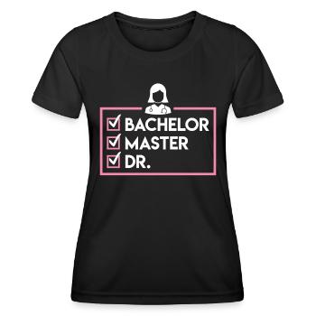 Bachelier Master Dr. Doctorat complété - T-shirt sport Femme - noir - Devant - AI Model Female 172 light (172cm)