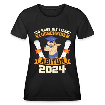 Abitur 2024 Habe die Lizenz zum Klugscheißen - Frauen Funktions-T-Shirt - Schwarz - Vorne - AI Model Female 172 light (172cm)