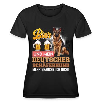 BIER UND MEIN DEUTSCHER SCHÄFERHUND Lustiges - Frauen Funktions-T-Shirt - Schwarz - Vorne - AI Model Female 172 light (172cm)