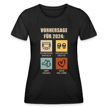 Werdende Eltern 2024 Vorhersage 2024 - Frauen Funktions-T-Shirt - Schwarz - Vorne - AI Model Female 172 light (172cm)