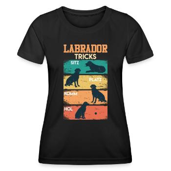 Labrador Tricks Sture Labrador Hunde Labrador - Frauen Funktions-T-Shirt - Schwarz - Vorne - AI Model Female 172 light (172cm)