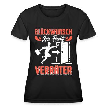 Glückwunsch zur Flucht VERRÄTER Abschied - Frauen Funktions-T-Shirt - Schwarz - Vorne - AI Model Female 172 light (172cm)