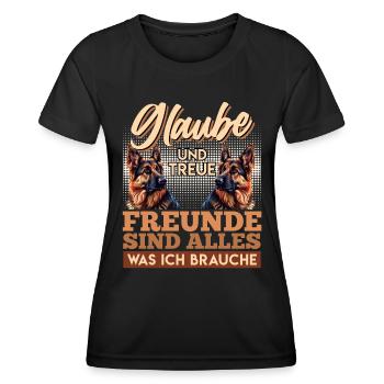 GLAUBE UND TREUE FREUNDE SIND ALLES Deutsche - Frauen Funktions-T-Shirt - Schwarz - Vorne - AI Model Female 172 light (172cm)