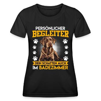 Labrador PERSÖNLICHER BEGLEITER zum Badezimmer - Frauen Funktions-T-Shirt - Schwarz - Vorne - AI Model Female 172 light (172cm)