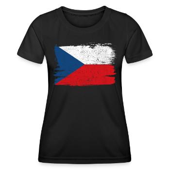 République tchèque Tchéquie drapeau drapeau paix Vintage - T-shirt sport Femme - noir - Devant - AI Model Female 172 light (172cm)