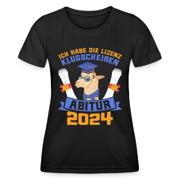 Abitur 2024 Habe die Lizenz zum Klugscheißen - Frauen Funktions-T-Shirt - Schwarz - Vorne - AI Model Female 172 light (172cm)