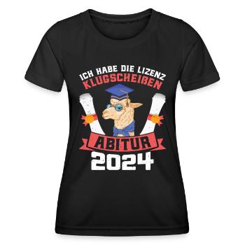 Abitur 2024 Habe die Lizenz zum Klugscheißen - Frauen Funktions-T-Shirt - Schwarz - Vorne - AI Model Female 172 light (172cm)