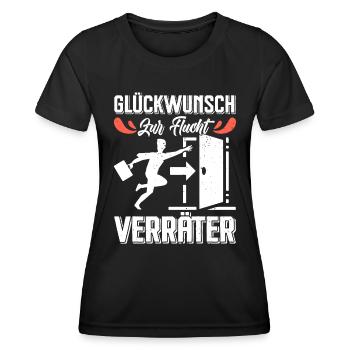 Glückwunsch zur Flucht VERRÄTER Abschied - Frauen Funktions-T-Shirt - Schwarz - Vorne - AI Model Female 172 light (172cm)
