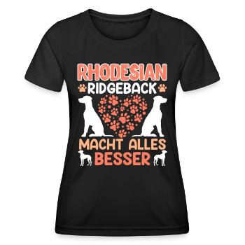 RHODESIAN RIDGEBACK MACHT ALLES BESSER Ridgeback - Frauen Funktions-T-Shirt - Schwarz - Vorne - AI Model Female 172 light (172cm)
