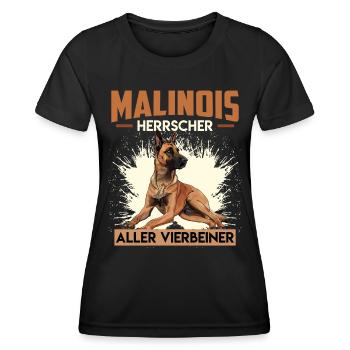 MALINOIS HERRSCHER ALLER VIERBEINER Malinois - Frauen Funktions-T-Shirt - Schwarz - Vorne - AI Model Female 172 light (172cm)