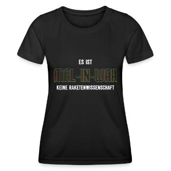 Malinois KEINE RAKETENWISSENSCHAFT MAL-IN-WAH - Frauen Funktions-T-Shirt - Schwarz - Vorne - AI Model Female 172 light (172cm)