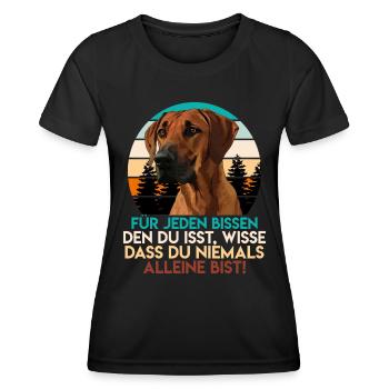 Rhodesian Ridgeback Lustig FÜR JEDEN BISSEN - Frauen Funktions-T-Shirt - Schwarz - Vorne - AI Model Female 172 light (172cm)