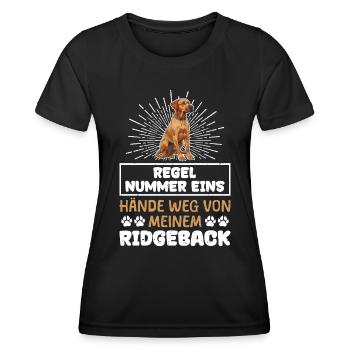 Ridgeback Besitzer HÄNDE WEG VON MEINEM RIDGEBACK - Frauen Funktions-T-Shirt - Schwarz - Vorne - AI Model Female 172 light (172cm)