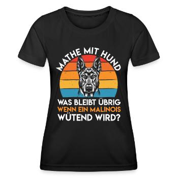 Belgischer Schäferhund MATHE MIT HUND Lustiges - Frauen Funktions-T-Shirt - Schwarz - Vorne - AI Model Female 172 light (172cm)