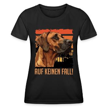 Rhodesian Ridgeback AUF KEINEN FALL! Ridgeback - Frauen Funktions-T-Shirt - Schwarz - Vorne - AI Model Female 172 light (172cm)