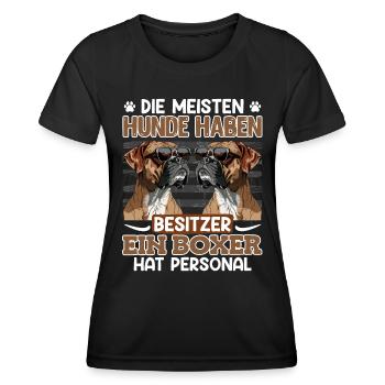 Deutscher Boxer DIE MEISTEN HUNDE HABEN BESITZER - Frauen Funktions-T-Shirt - Schwarz - Vorne - AI Model Female 172 light (172cm)