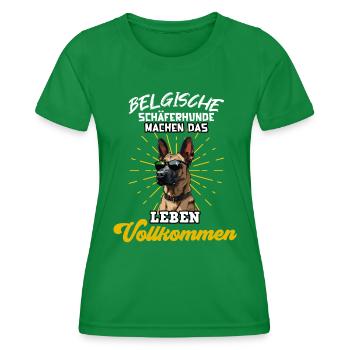 BELGISCHE SCHÄFERHUNDE MACHEN DAS LEBEN VOLLKOMMEN - Frauen Funktions-T-Shirt - Kelly Green - Vorne - AI Model Female 172 dark (172cm)