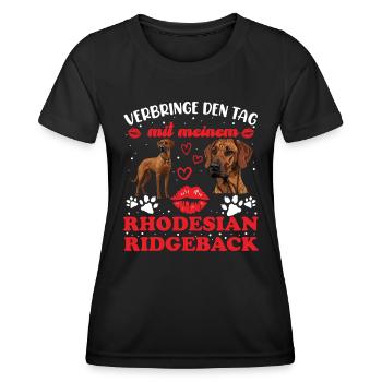 Ridgeback VERBRINGE DEN TAG MIT RIDGEBACK - Frauen Funktions-T-Shirt - Schwarz - Vorne - AI Model Female 172 light (172cm)
