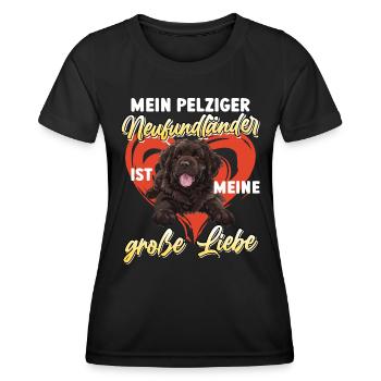Neufundländer MEIN PELZIGER NEUFUNDLÄNDER LIEBE - Frauen Funktions-T-Shirt - Schwarz - Vorne - AI Model Female 172 light (172cm)