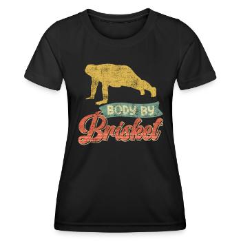 Fleischesser BODY BY BRISKET Fleischliebhaber - Frauen Funktions-T-Shirt - Schwarz - Vorne - AI Model Female 172 light (172cm)