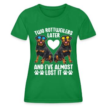 Propriétaire de Rottie DEUX ROTTWEILERS PLUS TARD, JE L’AI PERDU - T-shirt sport Femme - vert - Devant - AI Model Female 172 dark (172cm)