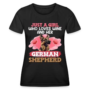 German Shepherd Just a Girl Who Loves Her German - Women's Functional T-Shirt - black - Front - AI Model Female 172 light (172cm)