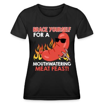 Grillez PRÉPAREZ-VOUS POUR UN FESTIN DE VIANDE ! - T-shirt sport Femme - noir - Devant - AI Model Female 172 light (172cm)