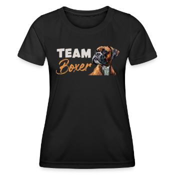 Deutscher Boxer BOXER TEAM Hundebesitzer Boxer - Frauen Funktions-T-Shirt - Schwarz - Vorne - AI Model Female 172 light (172cm)