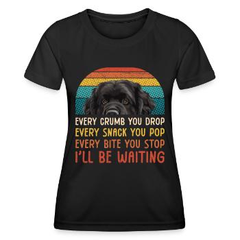 Newfie CHAQUE MIETTE QUE VOUS LAISSEZ TOMBER, CHAQUE COLLATION QUE VOUS FAITES ÉCLATER - T-shirt sport Femme - noir - Devant - AI Model Female 172 light (172cm)