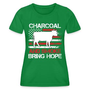 Grill Master CHARCOAL AND SMOKE BRING HOPE - Women's Functional T-Shirt - kelly green - Front - AI Model Female 172 dark (172cm)