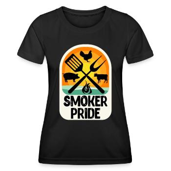 Grillfeier SMOKER PRIDE Fleischliebhaber BBQ - Frauen Funktions-T-Shirt - Schwarz - Vorne - AI Model Female 172 light (172cm)