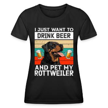 Rottie JUST WANT TO DRINK BEER Propriétaire de Rottweiler - T-shirt sport Femme - noir - Devant - AI Model Female 172 light (172cm)