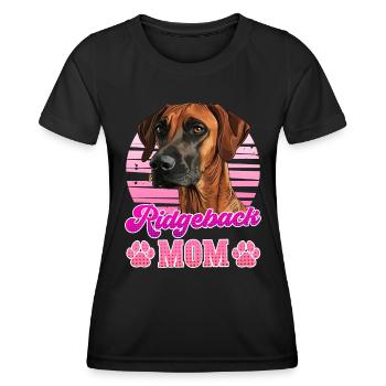 RIDGEBACK MAMA Rhodesian Ridgeback Hundemama - Frauen Funktions-T-Shirt - Schwarz - Vorne - AI Model Female 172 light (172cm)