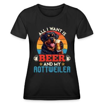 Rottie ALL I WANT IS BEER AND MY ROTTWEILER - Women's Functional T-Shirt - black - Front - AI Model Female 172 light (172cm)